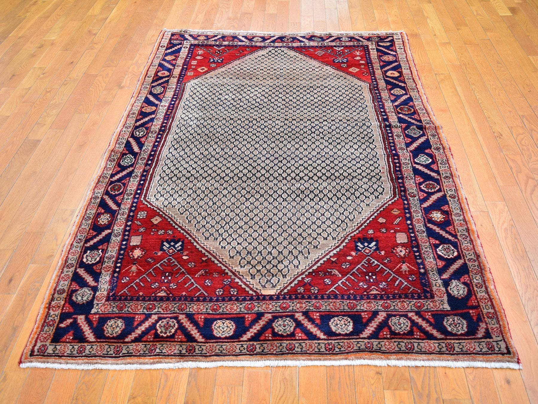 Persian hand-knotted wool rug in Brown & Navy Blue, 5'2" x 8'8" — SKU O066324 (view 2)
