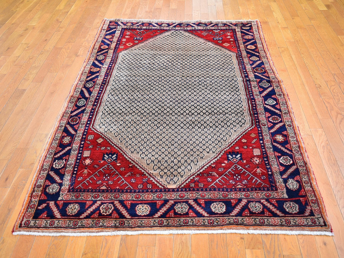 Persian hand-knotted wool rug in Brown & Navy Blue, 5'2" x 8'8" — SKU O066324 (view 2)