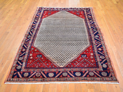 Persian hand-knotted wool rug in Brown & Navy Blue, 5'2" x 8'8" — SKU O066324 (view 2)