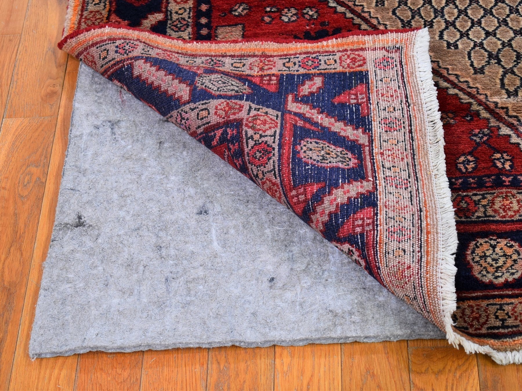 Persian hand-knotted wool rug in Brown & Navy Blue, 5'2" x 8'8" — SKU O066324 (view 4)