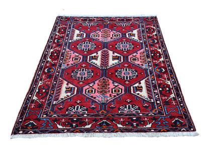 Red 4'4" x 6'8" Persian Hand knotted Wool Rug - Sku: O066339