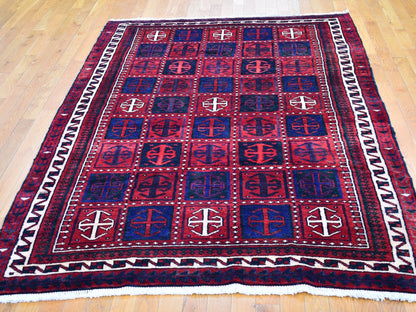 Red 5'8" x 8'6" Persian Hand knotted Wool Rug - Sku: O066341