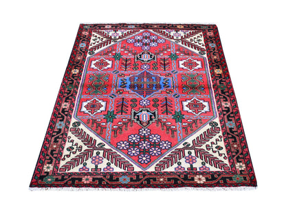 Red 3'8" x 5'3" Persian Hand knotted Wool Rug - Sku: O066345