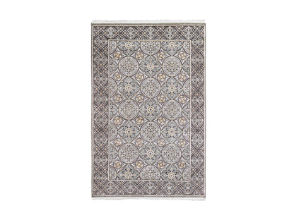Transitional hand-knotted wool/silk rug in Brown, 6'2" x 9'3" — SKU O066352