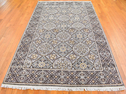 Transitional hand-knotted wool/silk rug in Brown, 6'2" x 9'3" — SKU O066352 (view 2)