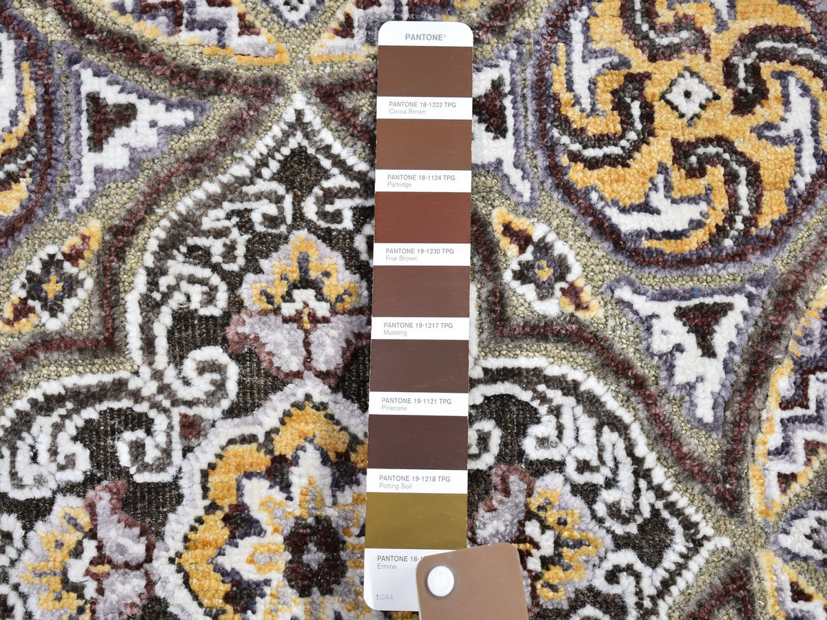 Transitional hand-knotted wool/silk rug in Brown, 6'2" x 9'3" — SKU O066352 (view 3)