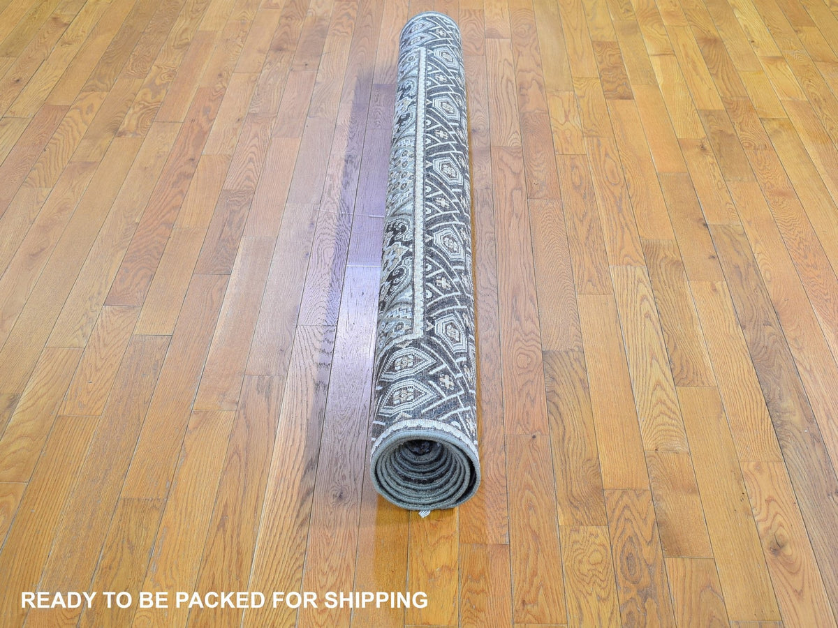 Transitional hand-knotted wool/silk rug in Brown, 6'2" x 9'3" — SKU O066352 (view 5)