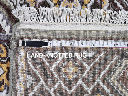 Transitional hand-knotted wool/silk rug in Brown, 6'2" x 9'3" — SKU O066352 (view 7)