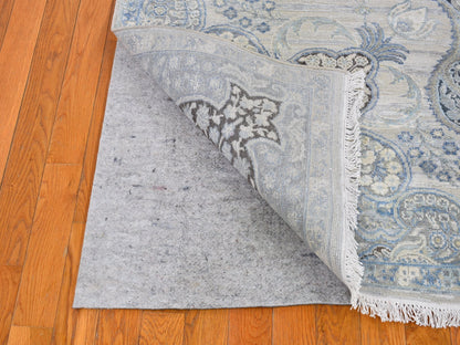 Ivory 6'0" x 9'2" Transitional Hand knotted Wool/Silk Rug - Sku: O066355