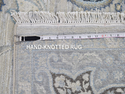 Ivory 6'0" x 9'2" Transitional Hand knotted Wool/Silk Rug - Sku: O066355