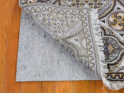 Brown 2'6" x 10'1" Transitional Hand knotted Wool/Silk Rug - Sku: O066356