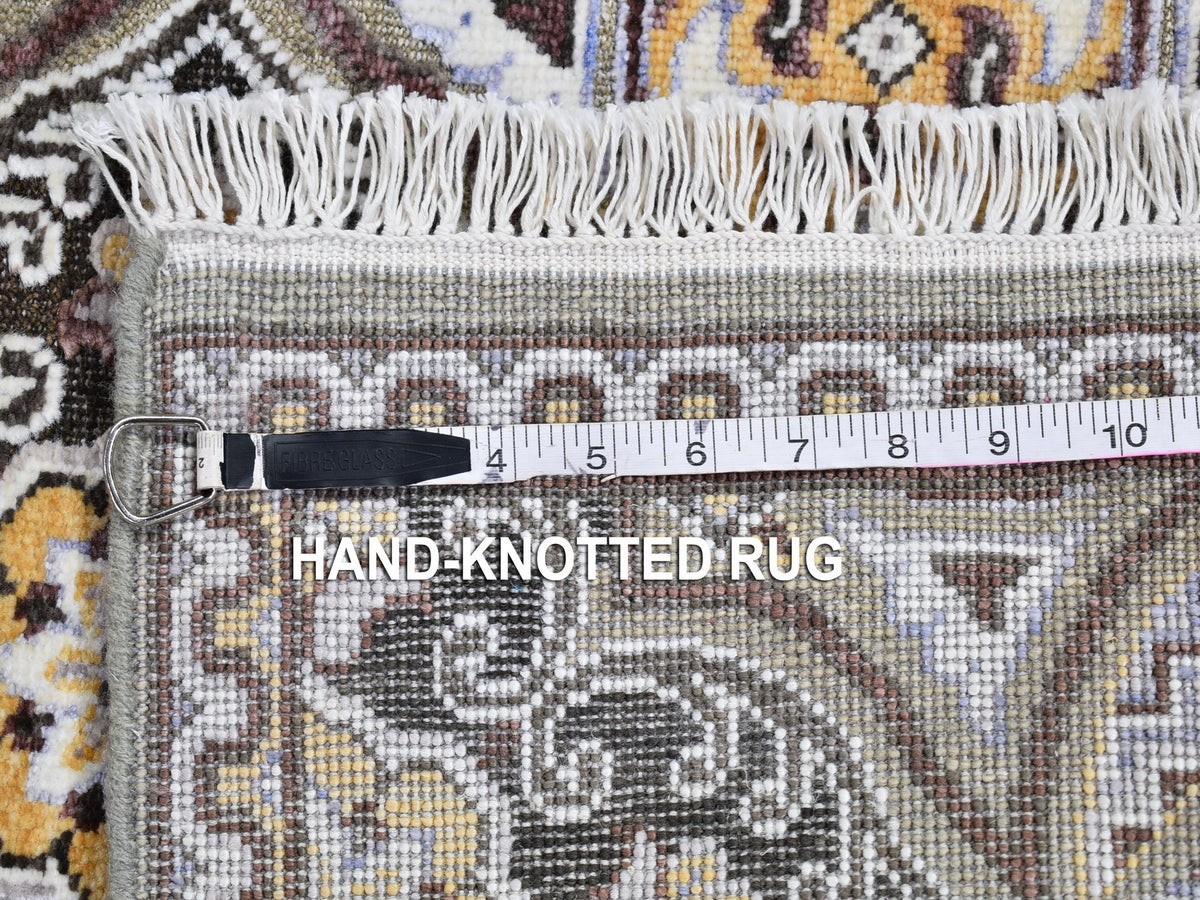 Transitional hand-knotted wool/silk runner in Brown, 2'6" x 10'1" — SKU O066356 (view 7)