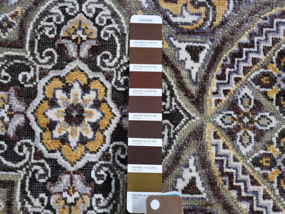 Transitional hand-knotted wool/silk runner in Brown, 2'6" x 12'3" — SKU O066357 (view 3)