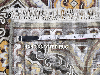 Brown 2'6" x 12'3" Transitional Hand knotted Wool/Silk Rug - Sku: O066357