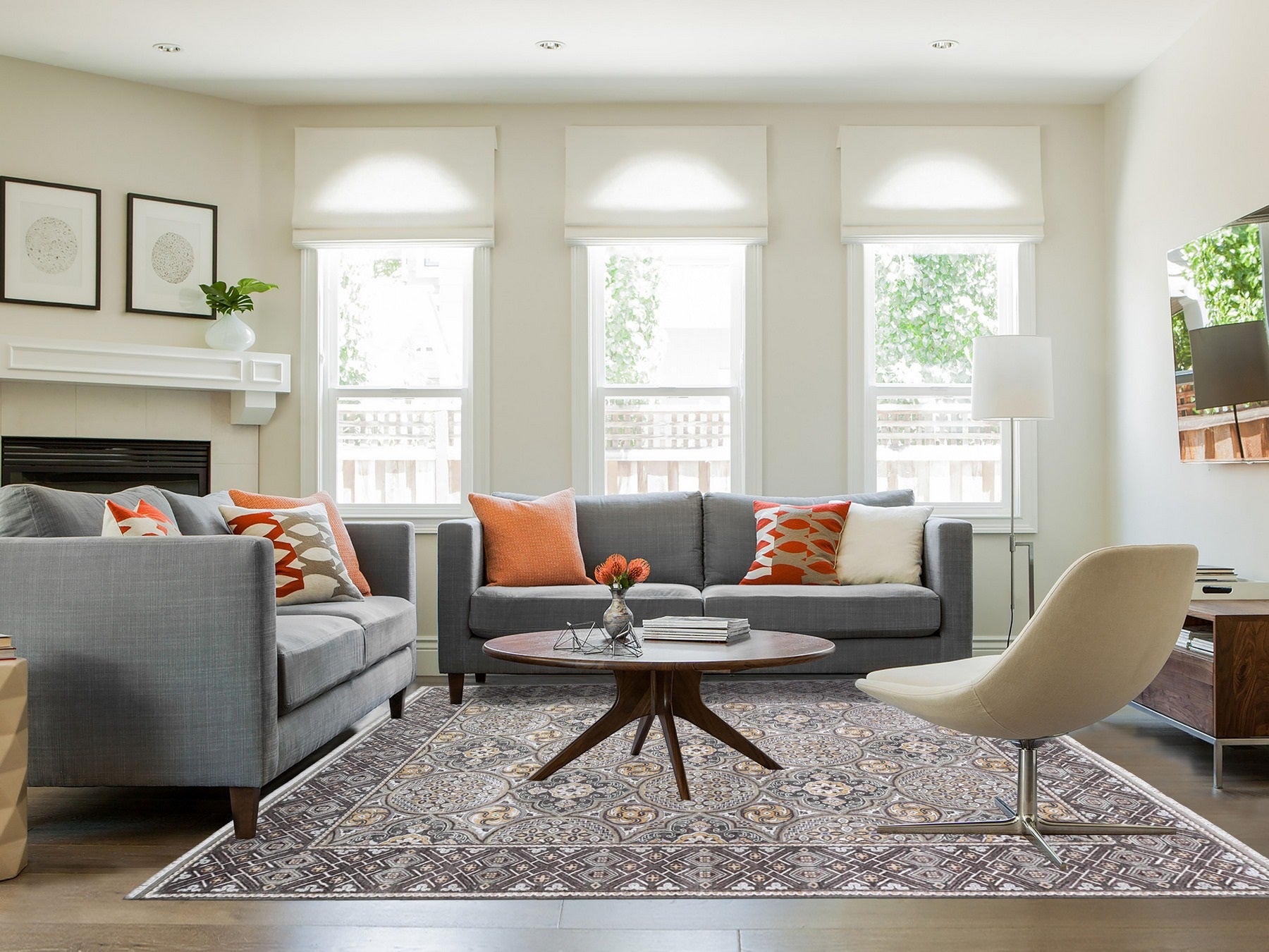 Transitional hand-knotted wool/silk rug in Brown, 8'1" x 10' — SKU O066363 (view 2)
