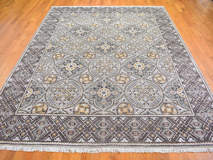 Transitional hand-knotted wool/silk rug in Brown, 8'1" x 10' — SKU O066363 (view 3)