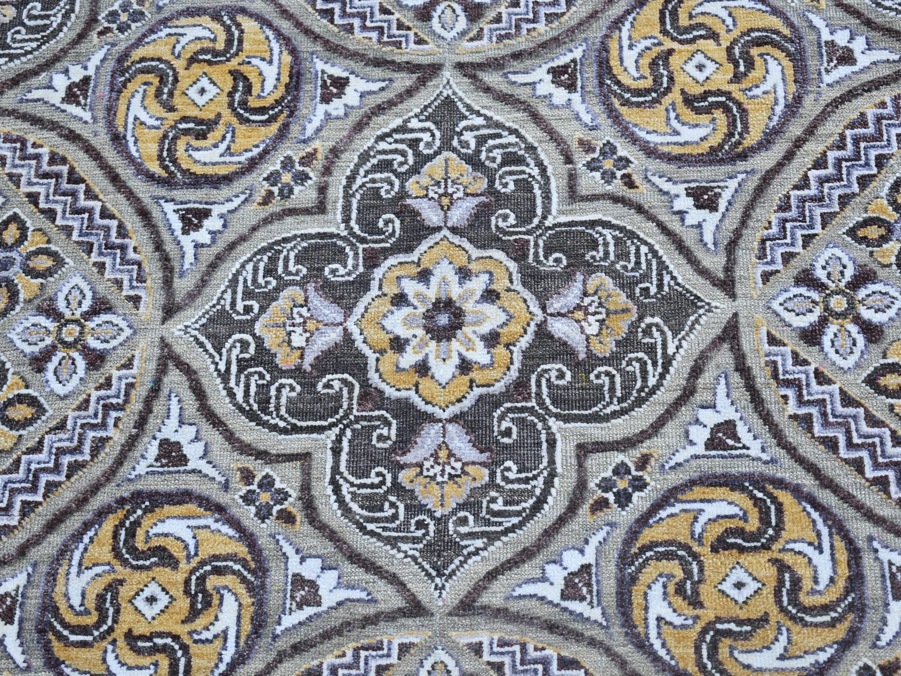 Transitional hand-knotted wool/silk rug in Brown, 8'1" x 10' — SKU O066363 (view 5)