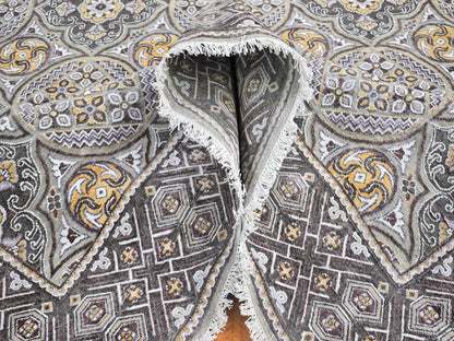 Brown 8'1" x 10'0" Transitional Hand knotted Wool/Silk Rug - Sku: O066363