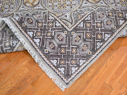 Transitional hand-knotted wool/silk rug in Brown, 8'1" x 10' — SKU O066363 (view 7)