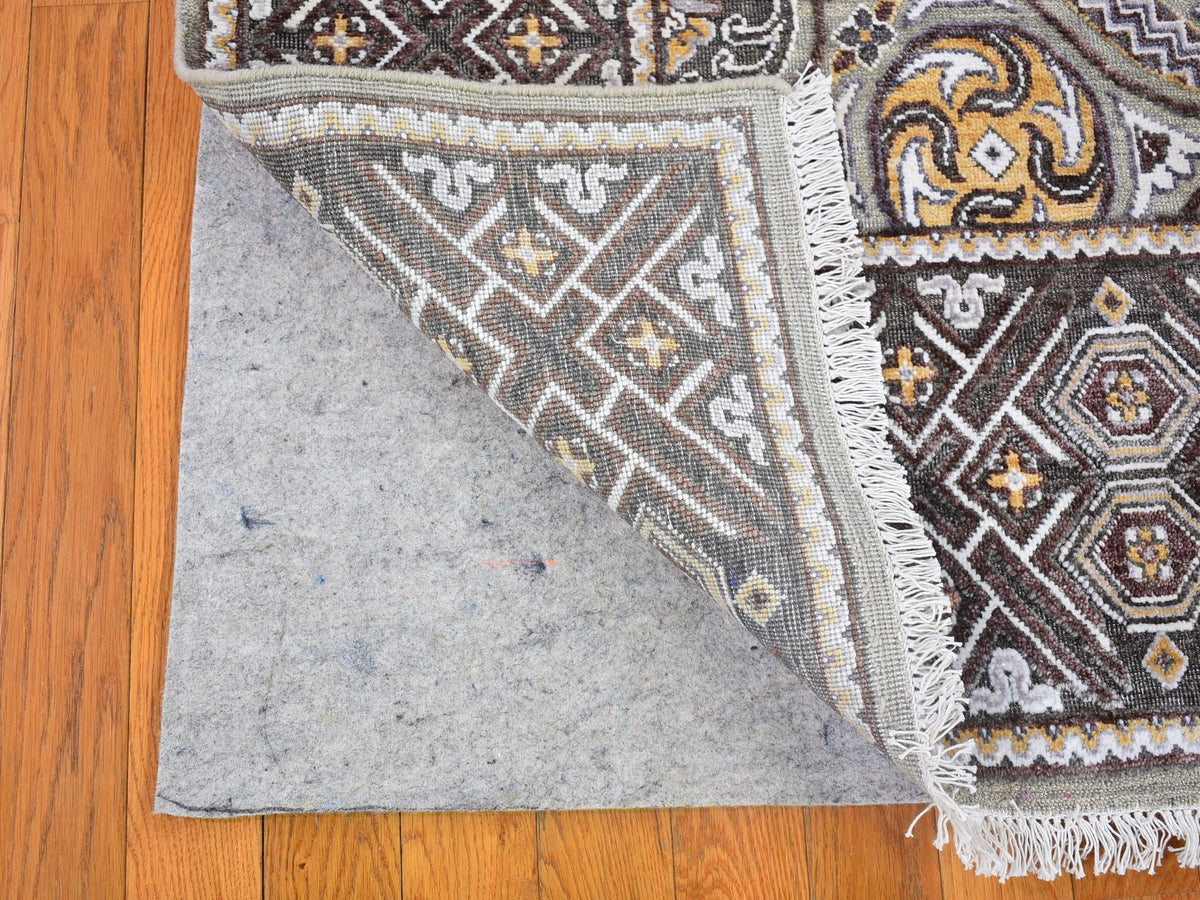 Transitional hand-knotted wool/silk rug in Brown, 8'1" x 10' — SKU O066363 (view 9)
