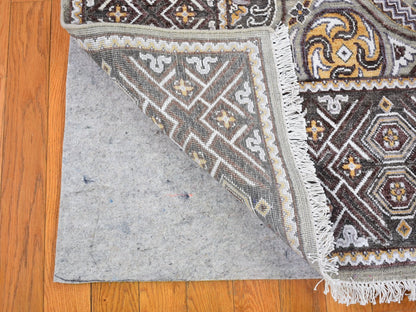 Transitional hand-knotted wool/silk rug in Brown, 8'1" x 10' — SKU O066363 (view 9)
