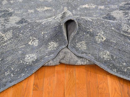 Grey 12'0" x 15'1" Transitional Hand knotted Wool/Silk Rug - Sku: O066364