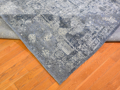 Grey 12'0" x 15'1" Transitional Hand knotted Wool/Silk Rug - Sku: O066364