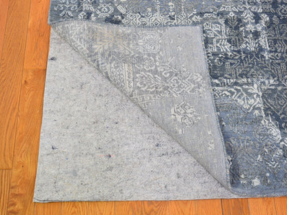 Grey 12'0" x 15'1" Transitional Hand knotted Wool/Silk Rug - Sku: O066364