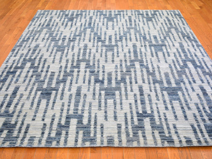 Modern / Contemporary hand-knotted wool/silk rug in Blue, 8' x 10' — SKU O066377 (view 3)