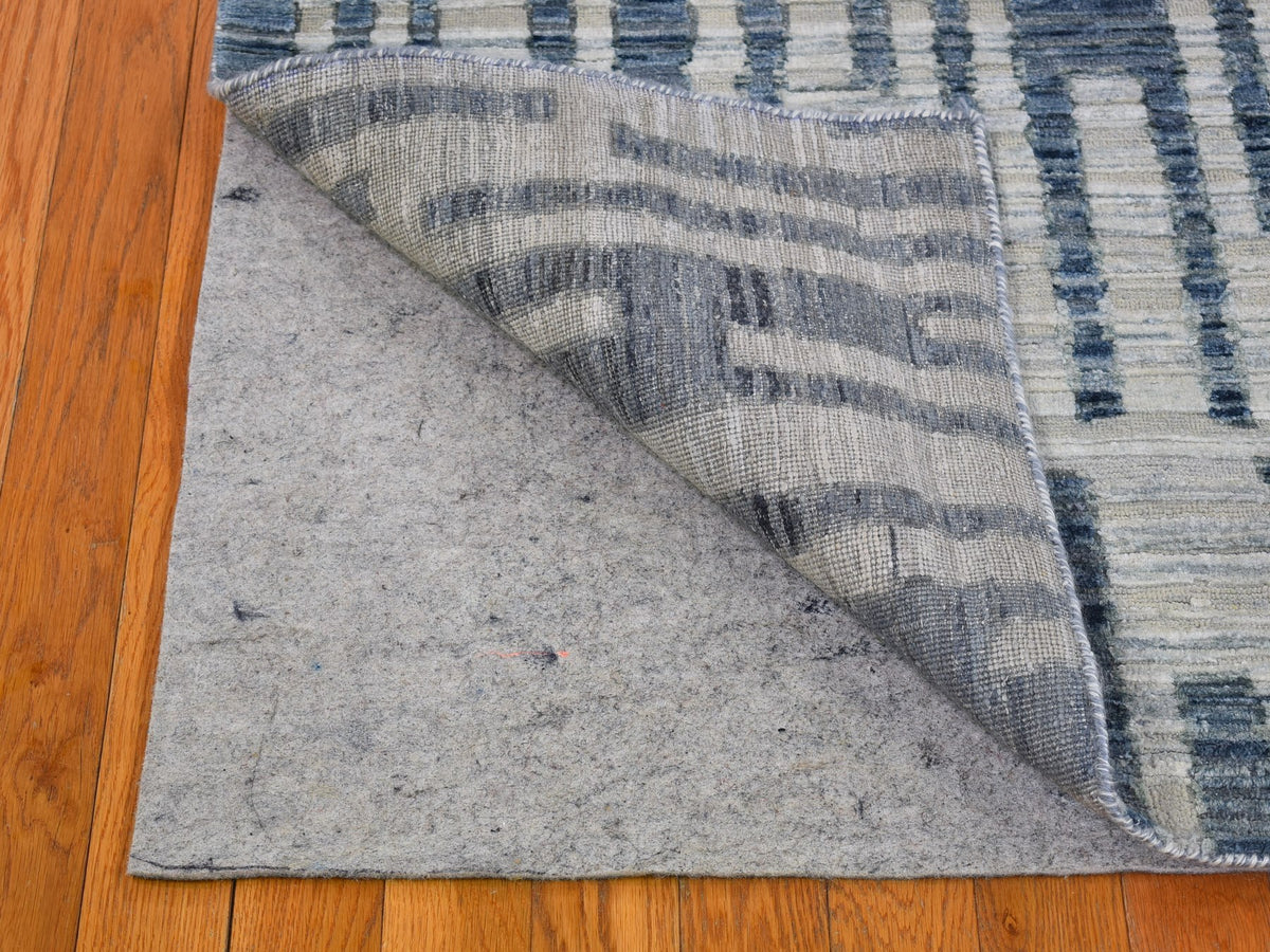 Modern / Contemporary hand-knotted wool/silk rug in Blue, 8' x 10' — SKU O066377 (view 9)
