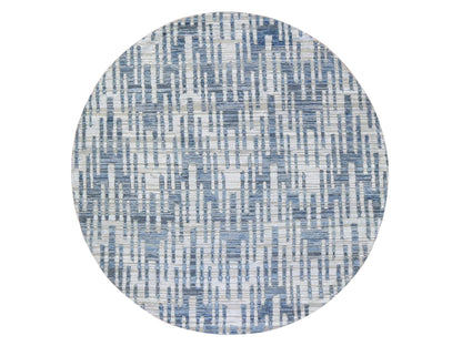 Modern / Contemporary hand-knotted wool/silk rug in Blue, 8'1" x 8'1" — SKU O066378