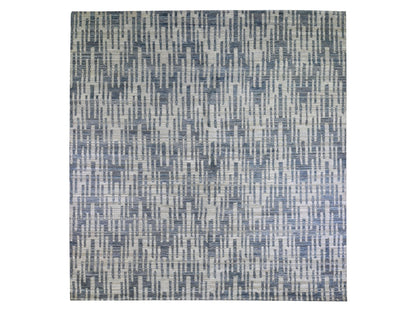 Modern / Contemporary hand-knotted wool/silk rug in Blue, 12' x 12' — SKU O066386