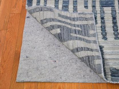 Modern / Contemporary hand-knotted wool/silk rug in Blue, 12' x 12' — SKU O066386 (view 9)