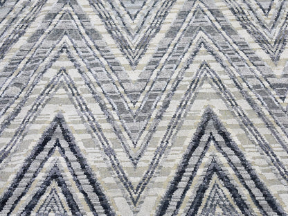 Grey 11'10" x 15'0" Modern / Contemporary Hand knotted Wool/Silk Rug - Sku: O066387