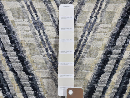 Modern / Contemporary hand-knotted wool/silk rug in Gray, 11'10" x 15' — SKU O066387 (view 7)