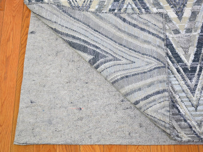 Grey 11'10" x 15'0" Modern / Contemporary Hand knotted Wool/Silk Rug - Sku: O066387
