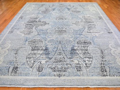Transitional hand-knotted wool/silk rug in Blue, 10'3" x 14'3" — SKU O066392 (view 2)