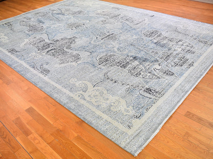 Transitional hand-knotted wool/silk rug in Blue, 10'3" x 14'3" — SKU O066392 (view 3)
