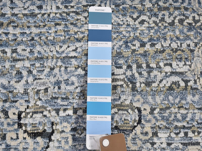 Transitional hand-knotted wool/silk rug in Blue, 10'3" x 14'3" — SKU O066392 (view 5)