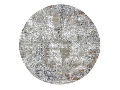 Grey 6'0" x 6'0" Modern / Contemporary Hand knotted Wool Rug - Sku: O066434