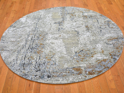 Grey 6'0" x 6'0" Modern / Contemporary Hand knotted Wool Rug - Sku: O066434