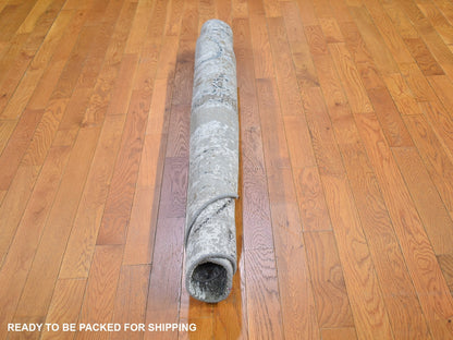 Grey 6'0" x 6'0" Modern / Contemporary Hand knotted Wool Rug - Sku: O066434