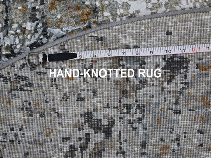Grey 6'0" x 6'0" Modern / Contemporary Hand knotted Wool Rug - Sku: O066434