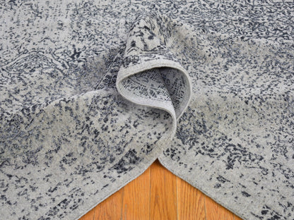 Grey 7'10" x 9'9" Modern / Contemporary Handloom Wool/Silk Rug - Sku: O066438