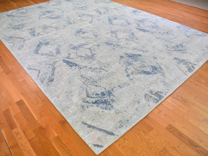 Ivory 10'0" x 14'1" Wool / Silk Hand knotted Wool/Silk Rug - Sku: O066443