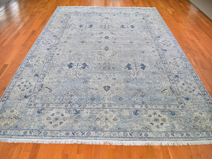 Ivory 9'10" x 14'2" Modern and Contemporary Hand knotted Wool/Silk Rug - Sku: O066446