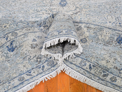 Ivory 9'10" x 14'2" Modern and Contemporary Hand knotted Wool/Silk Rug - Sku: O066446