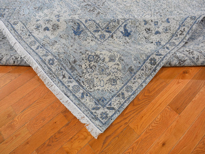 Ivory 9'10" x 14'2" Modern and Contemporary Hand knotted Wool/Silk Rug - Sku: O066446