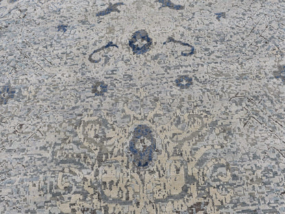 Ivory 9'10" x 14'2" Modern and Contemporary Hand knotted Wool/Silk Rug - Sku: O066446