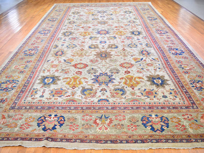 Sultanabad Antique hand-knotted wool rug in Beige & Light Green, 12' x 21' — SKU O066457 (view 2)